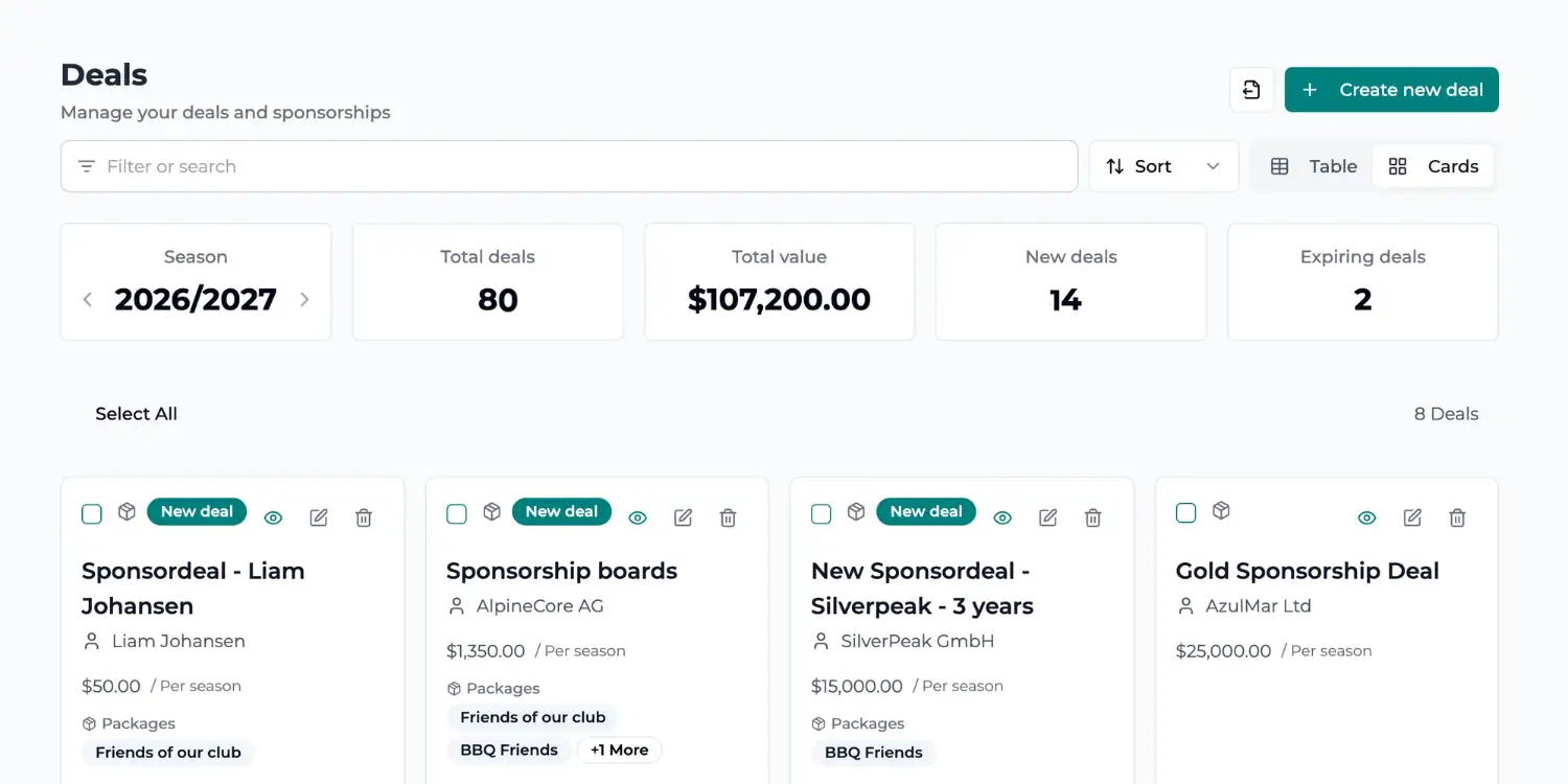 Sponsorvista — Acuerdos de patrocinio