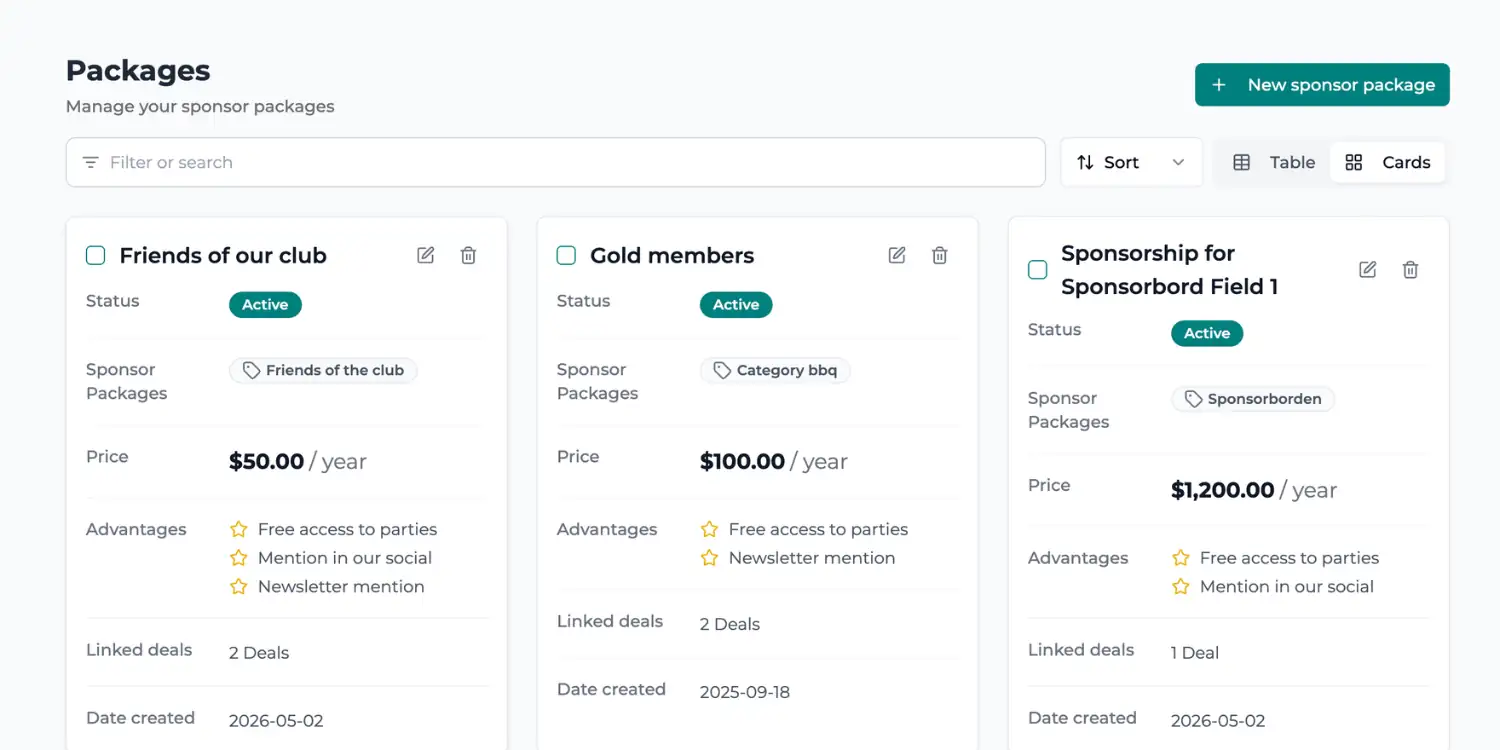 Sponsorvista — Paquetes de patrocinio