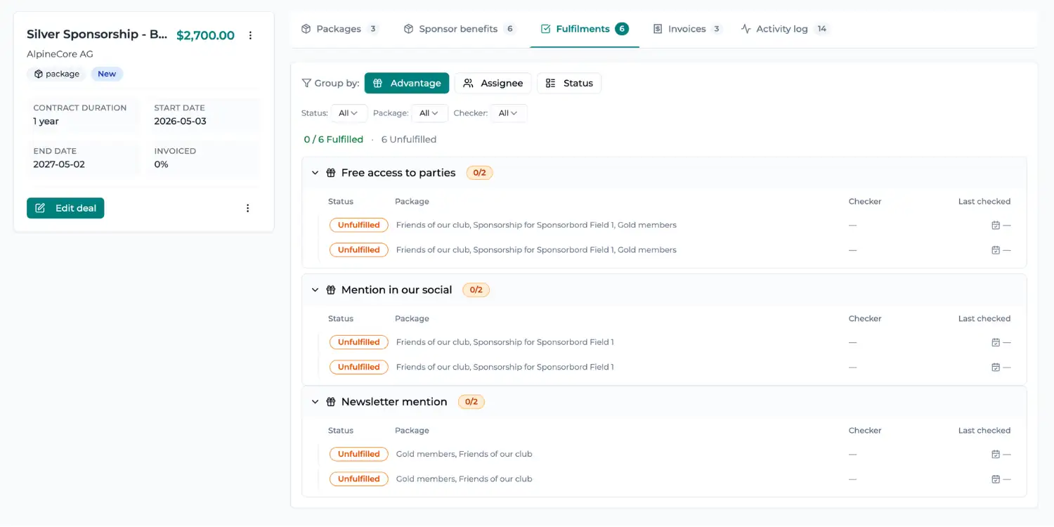 Sponsorvista — Gestión de equipo